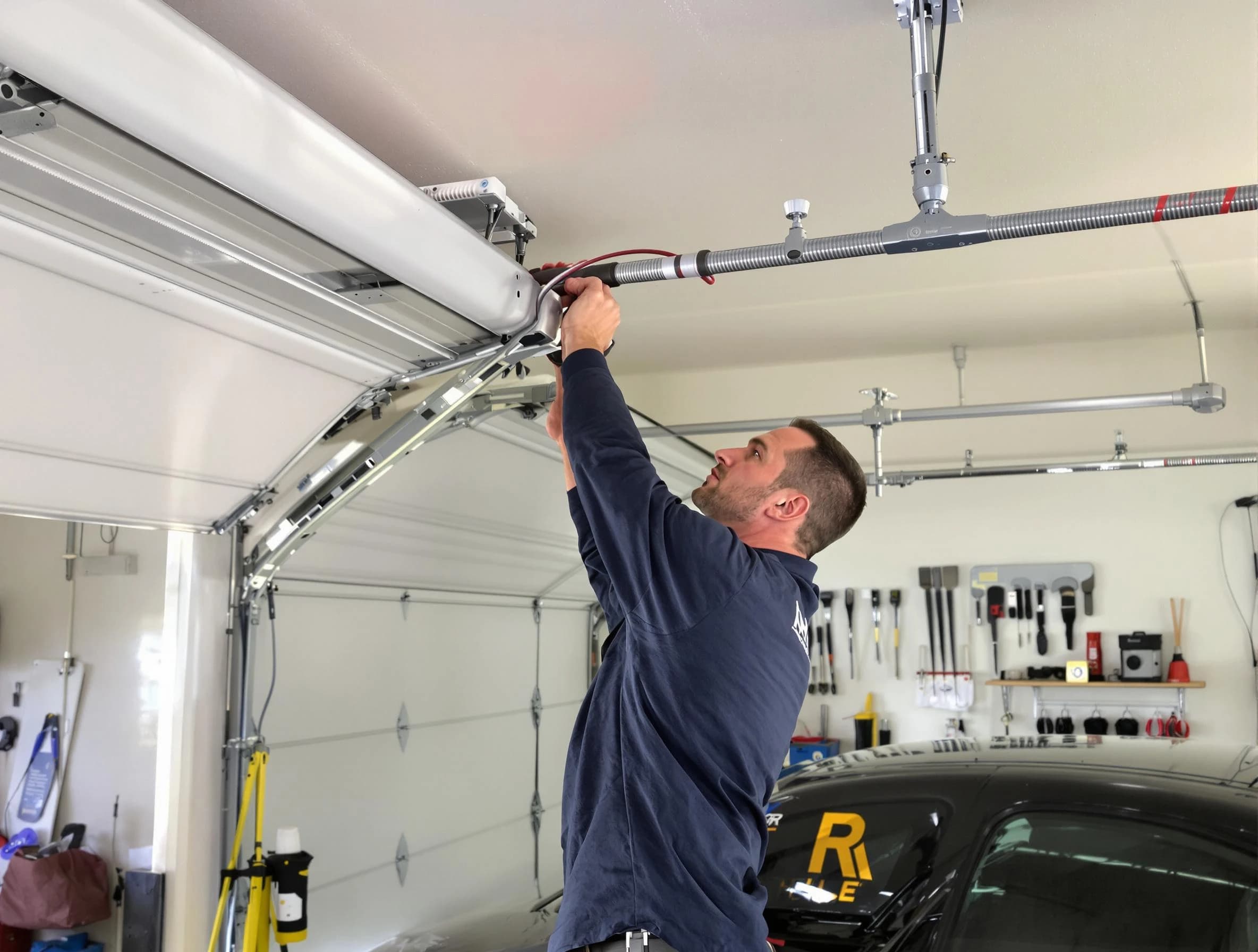 Richland Garage Door Repair technician performing garage door cable repair in Richland