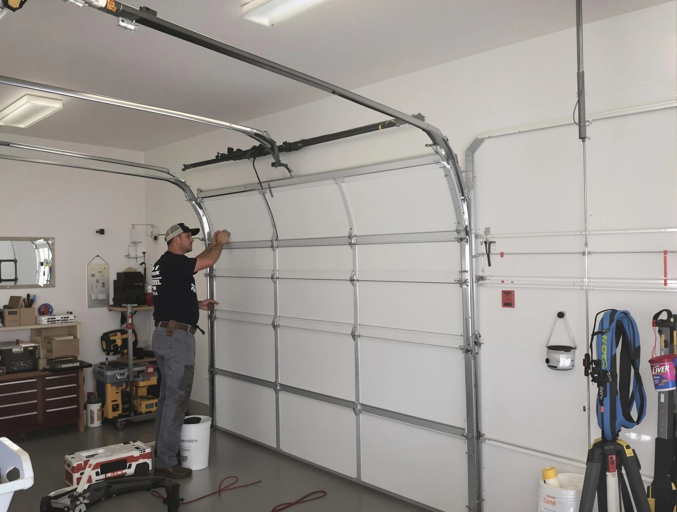 Richland Garage Door Repair team installing new garage door in Richland