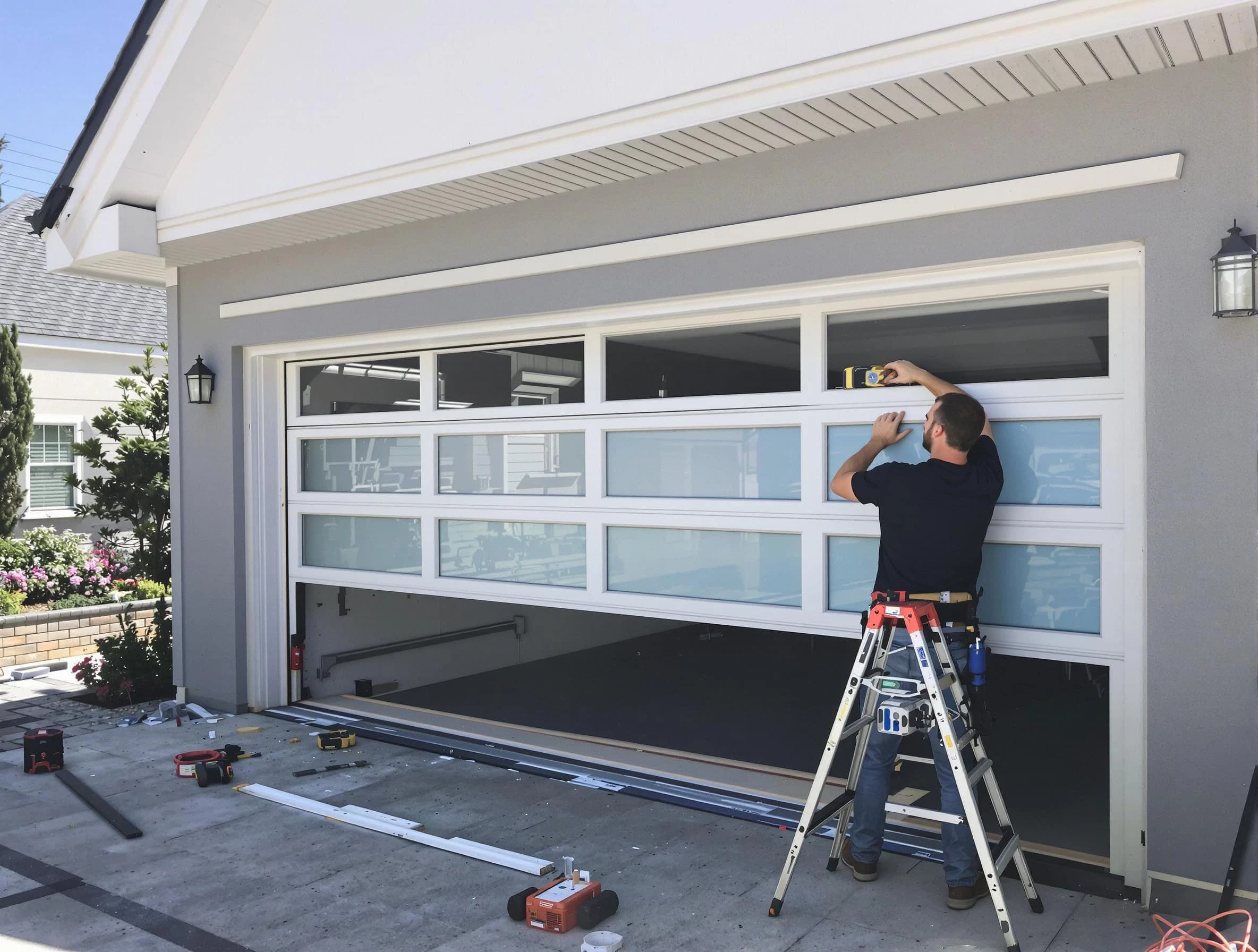 Richland Garage Door Repair team performing garage door replacement in Richland