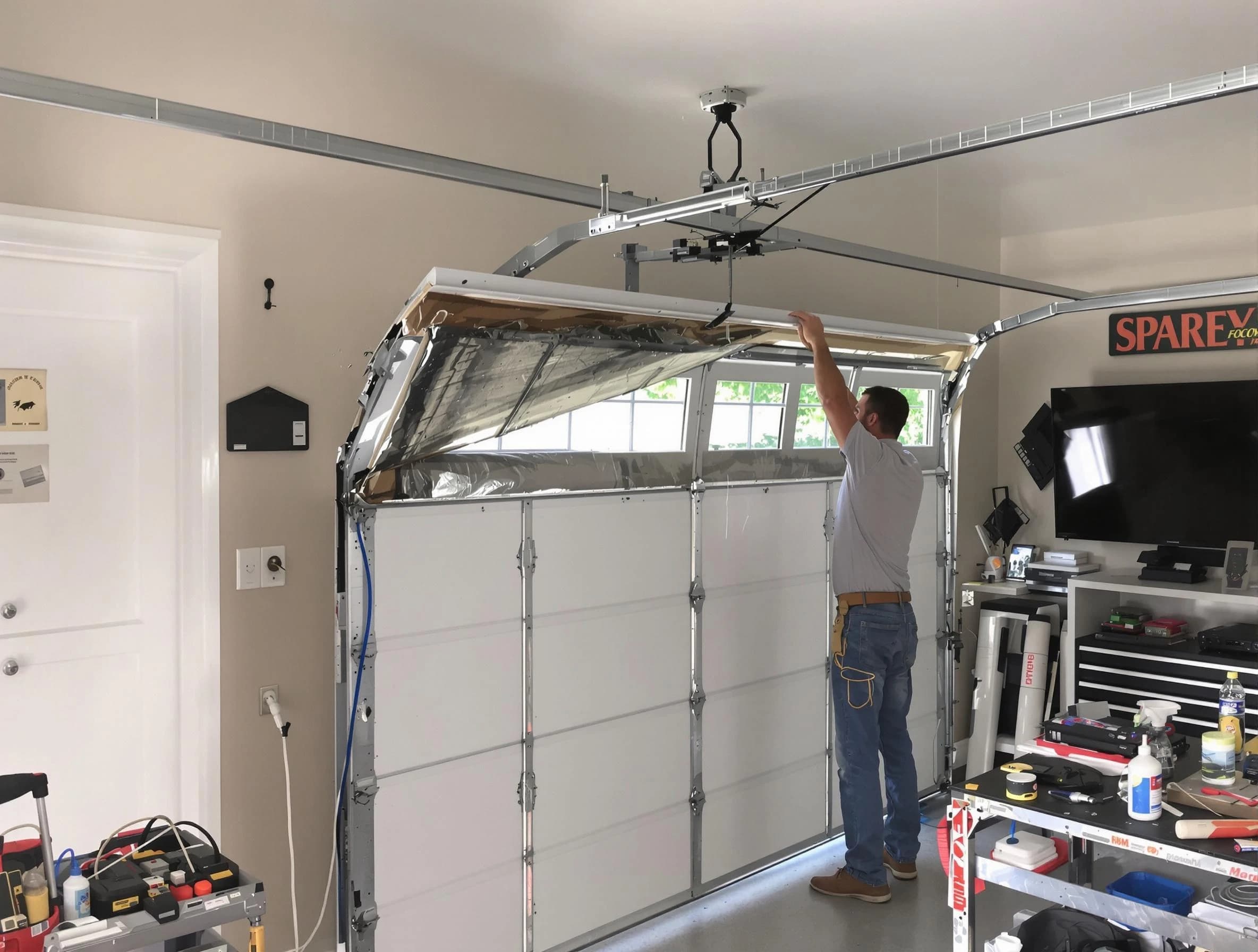 Garage door section replacement by Richland Garage Door Repair in Richland