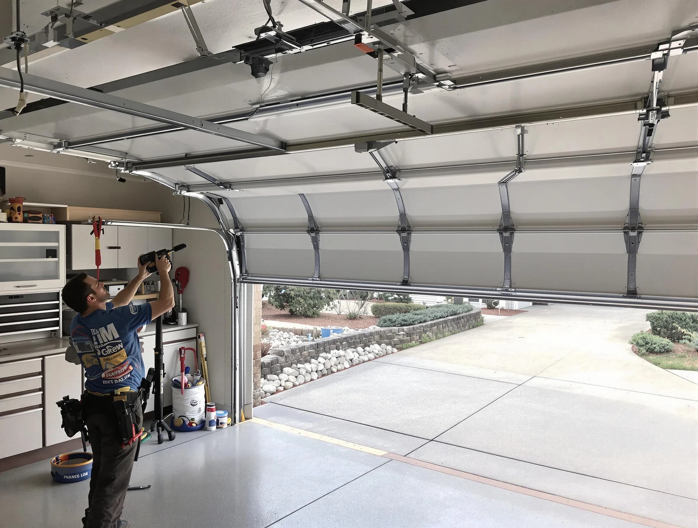 Garage door track repair service by Richland Garage Door Repair in Richland
