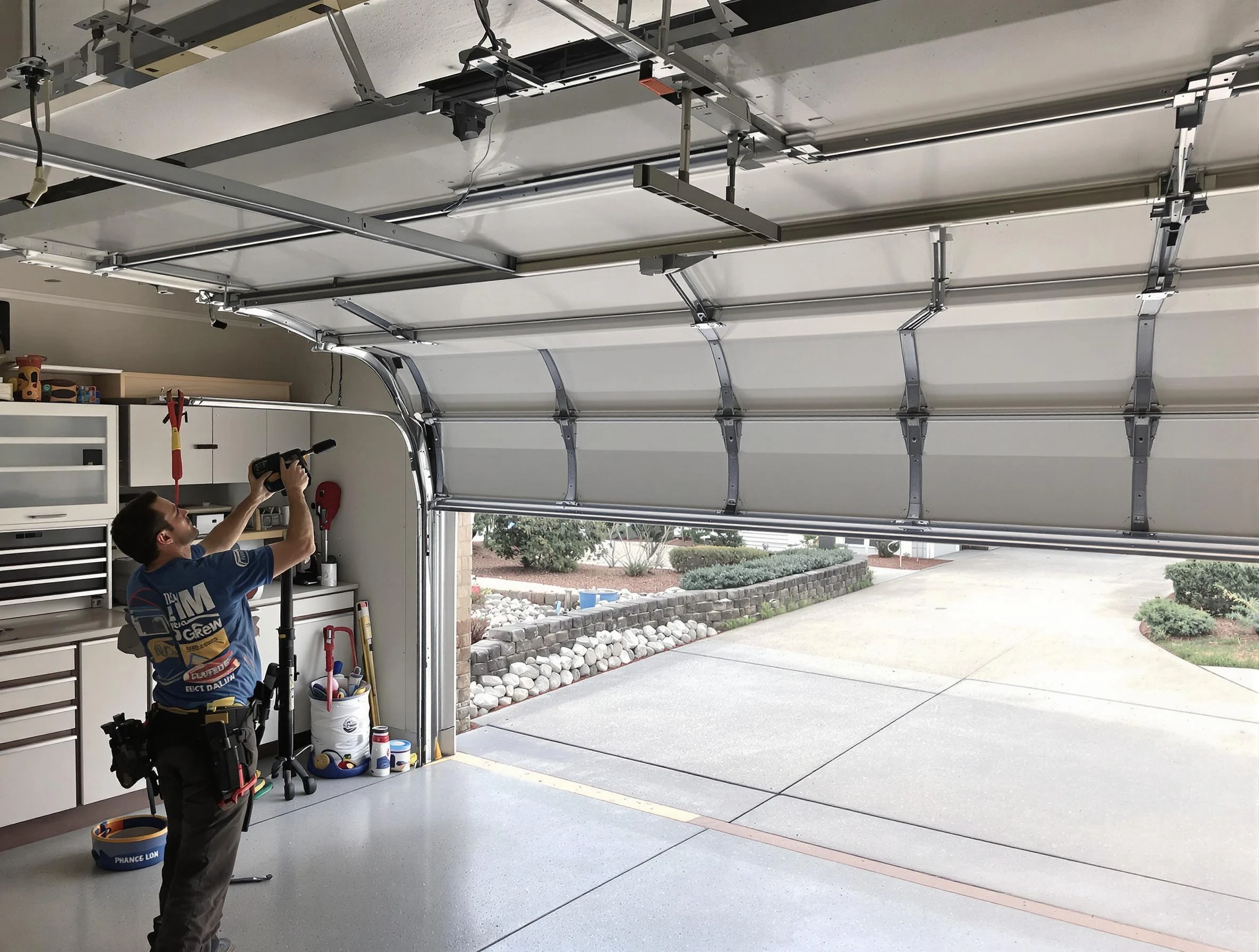 Garage door track repair service by Richland Garage Door Repair in Richland